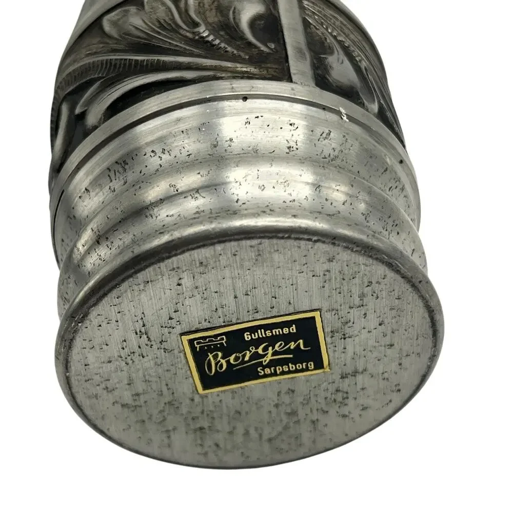 Gullsmeg Borgen Vase Vintage Pewter Tinn Organic Leaf Art Nouveau Retro Chic - Picture 7 of 8